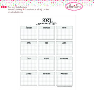 Free 2023 Goals Printable ~ Personal Use Only