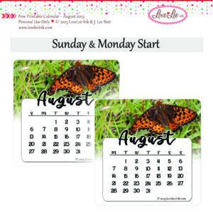 Free Printable Calendar ~ August 2023 ~ Butterfly Kisses