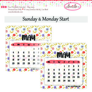 Free Printable Calendar ~ May 2025 ~ Personal Use Only