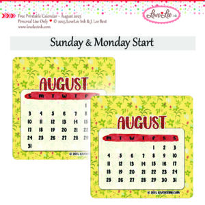 Free Printable Calendar ~ August 2025 ~ Personal Use Only
