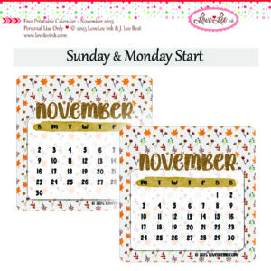 Free Printable Calendar ~ November 2025 ~ Personal Use Only