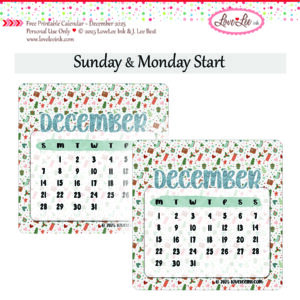 Free Printable Calendar ~ December 2025 ~ Personal Use Only