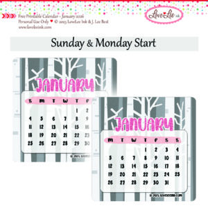 Free Printable Calendar ~ January 2026 ~ Personal Use Only