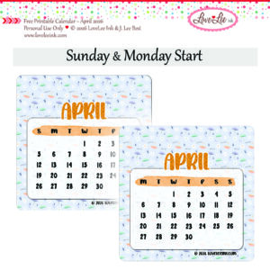 Free Printable Calendar ~ April 2026 ~ Personal Use Only ~ New Beginnings Free Printable Calendar ~ April 2026 ~ Personal Use Only