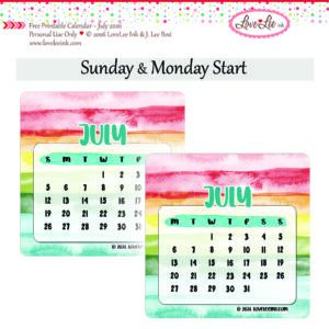 Free Printable Calendar ~ July 2026 ~ Personal Use Only